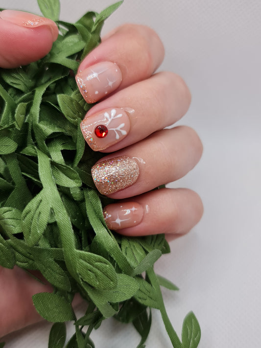 Christmas-shorties Acrylic Press-On Nails (Fits Med)