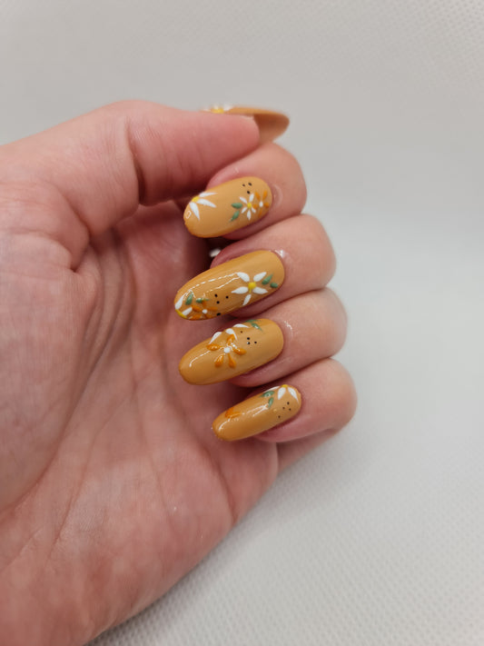 Florals Acrylic Press-On Nails  (Fits Small - 25mm Length)