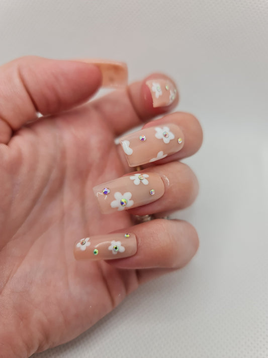 Disco-Daisy Acrylic Press-On Nails (Fits Small - 25mm Length)