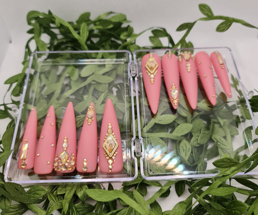 Ivy - Pink Acrylic Press-On Nails (Fits Large - 50mm Length)