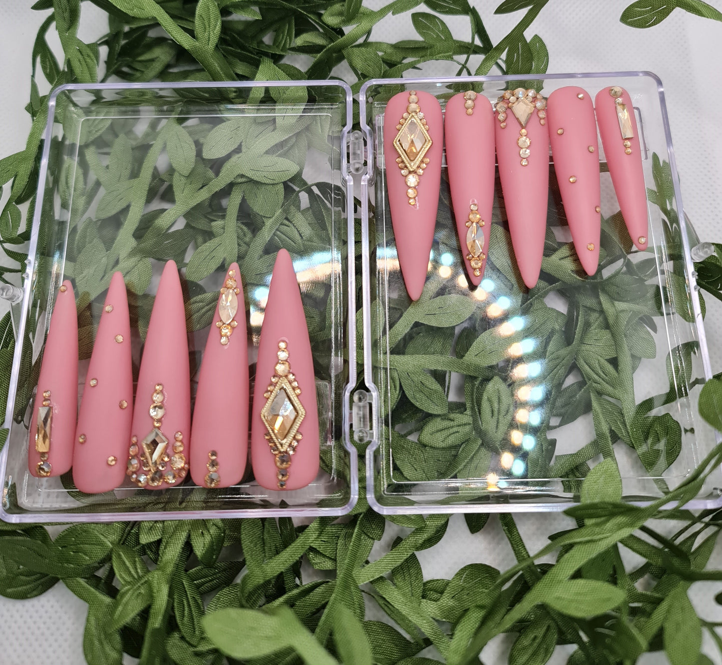 Ivy - Pink Acrylic Press-On Nails (Fits Large - 50mm Length)